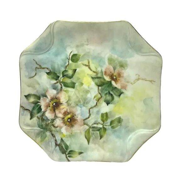 Antique Art Pottery Porcelain Plate Hand Painted Roses